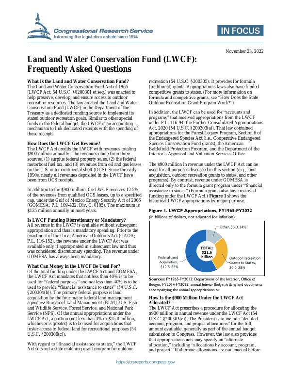 Land And Water Conservation Fund Lwcf Frequently Asked Questions