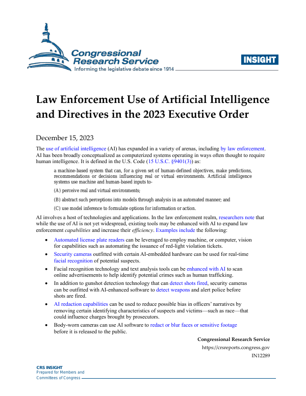 Law Enforcement Use Of Artificial Intelligence And Directives In The