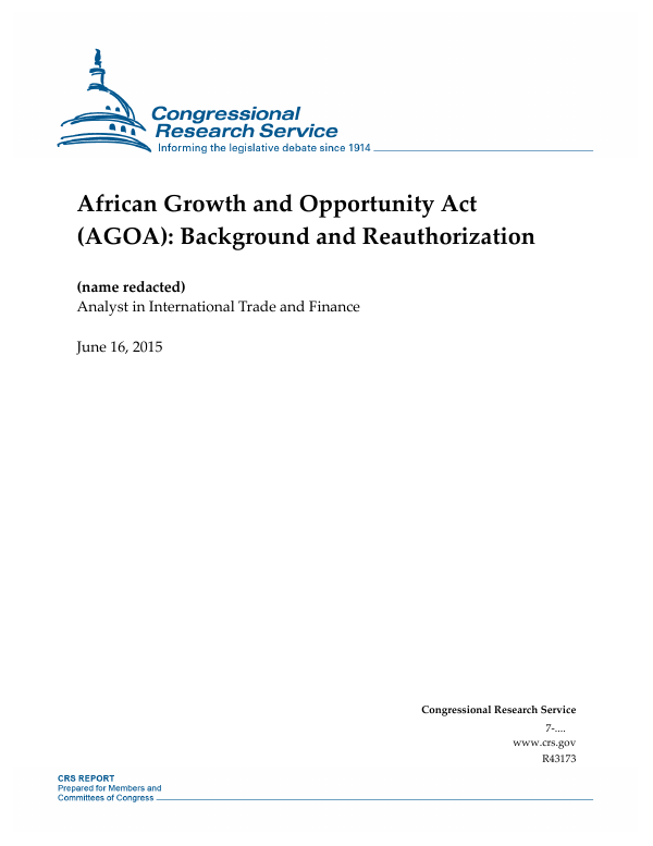 African Growth And Opportunity Act Agoa Background And